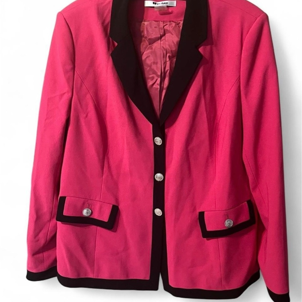 Vintage Hot Pink Contrast-Trim Blazer